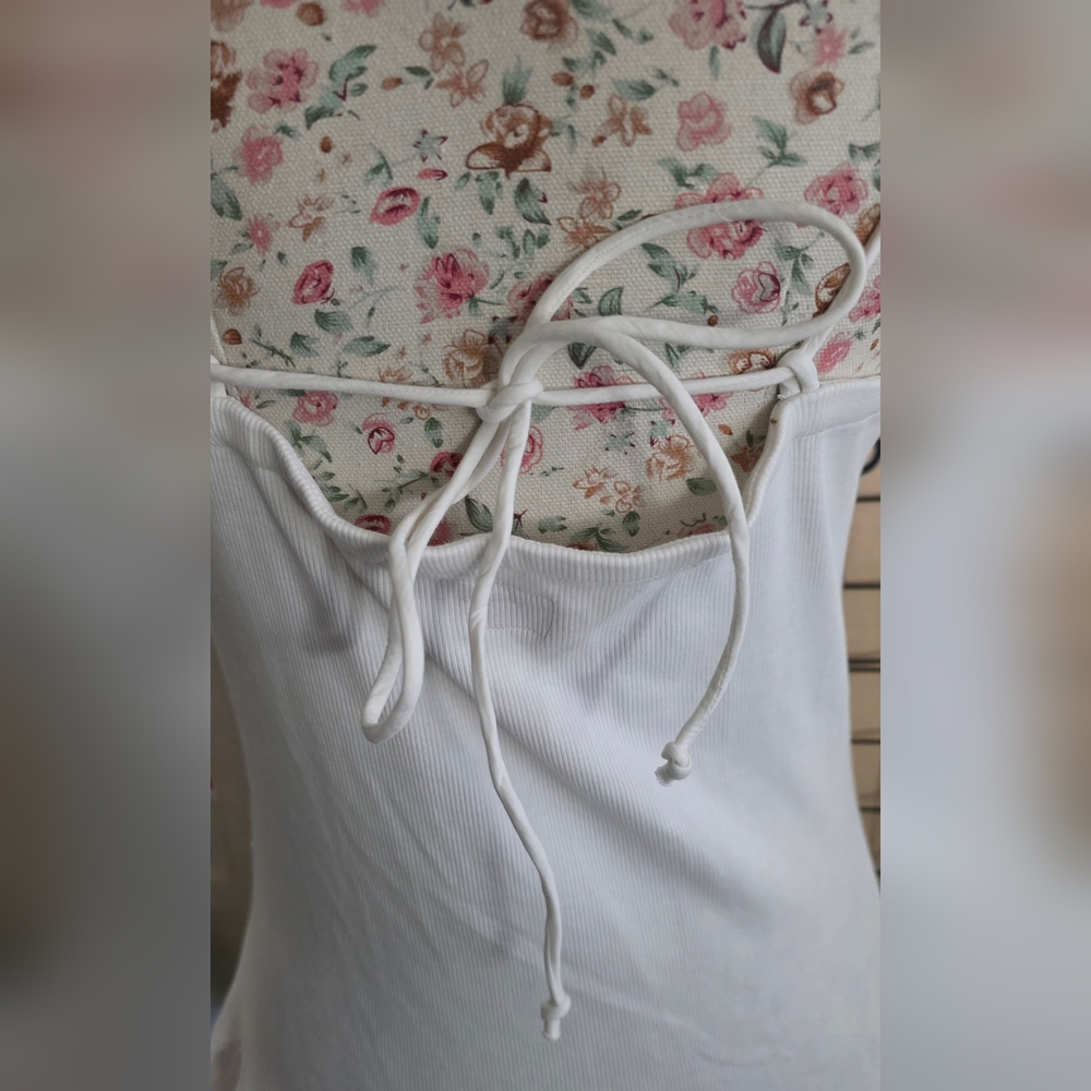 NWT Free People White Lace-Trim Spaghetti-Strap Mini Dress - Picture 8 of 11